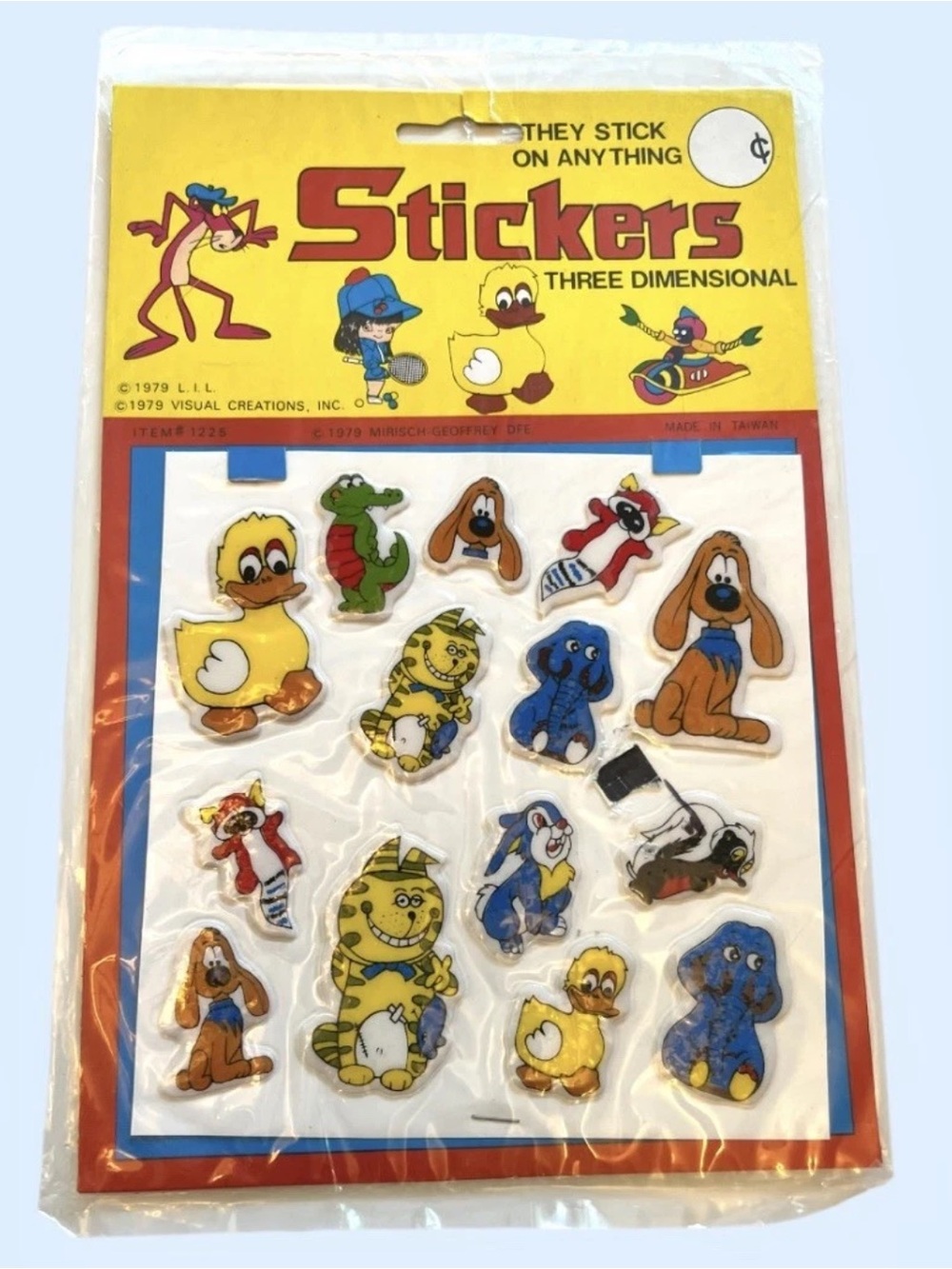 Vintage 1979 3D Animal Themed Puffy Stickers New Old Stock
